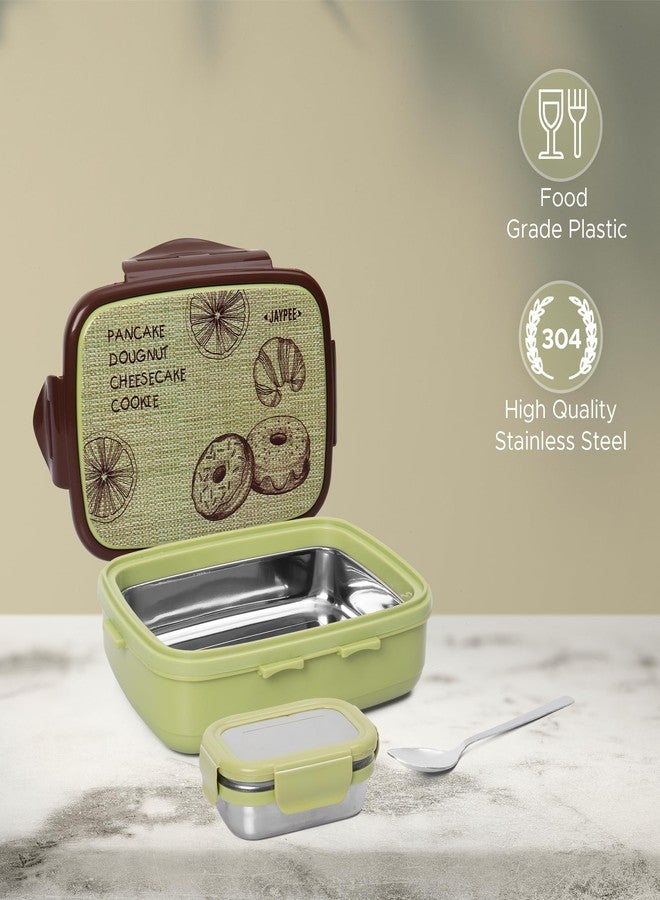 JAYPEE Ecosteel Jr. Kid's Insulated Inner Stainless Steel Lunch Box Leakproof, Airtight Lunch Box, Lunch Box for School Boy & Girls,550ml, Green - Image 3